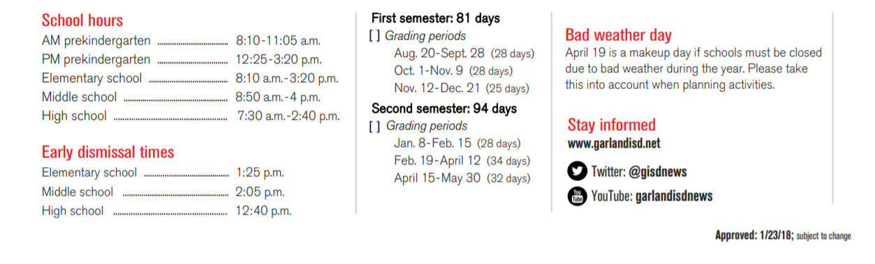 District School Academic Calendar Key for P I P