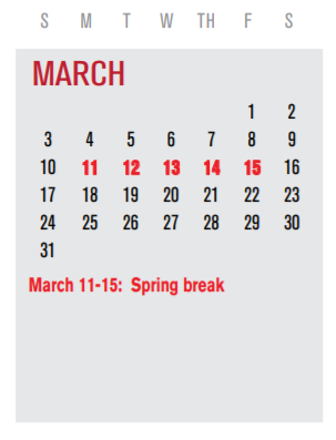 District School Academic Calendar for Hillside Acad For Excel for March 2019