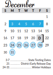 District School Academic Calendar for Lorenzo De Zavala Elementary for December 2018