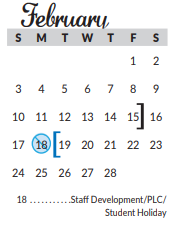 District School Academic Calendar for Excel Academy (murworth) for February 2019