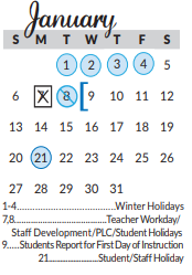 District School Academic Calendar for Excel Academy (murworth) for January 2019