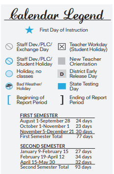 District School Academic Calendar Legend for Lorenzo De Zavala Elementary