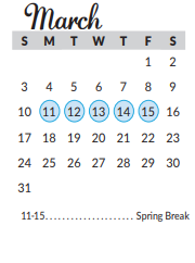 District School Academic Calendar for Lorenzo De Zavala Elementary for March 2019