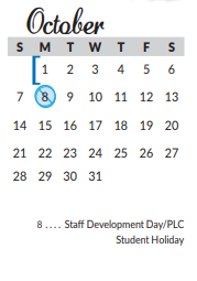 District School Academic Calendar for Excel Academy (murworth) for October 2018