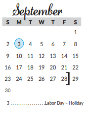 District School Academic Calendar for Excel Academy (murworth) for September 2018