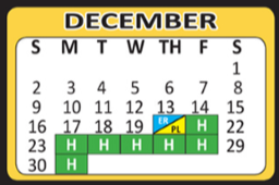 District School Academic Calendar for V M Adams Elementary for December 2018