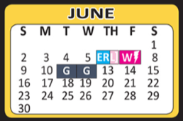 District School Academic Calendar for Jewel C Wietzel Center for June 2019
