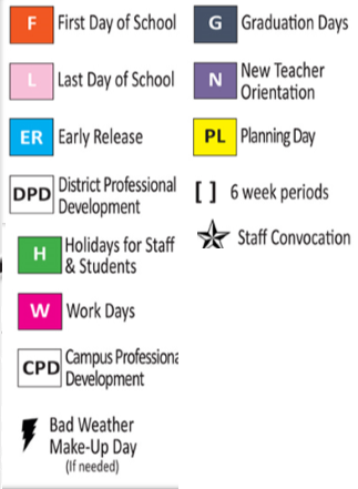 District School Academic Calendar Legend for Gillette Elementary