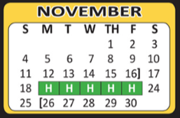 District School Academic Calendar for Columbia Heights Elementary for November 2018