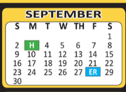 District School Academic Calendar for Carroll Bell Elementary for September 2018