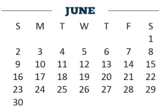 District School Academic Calendar for Ben Milam Elementary for June 2019