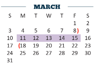 District School Academic Calendar for Bonham Elementary for March 2019