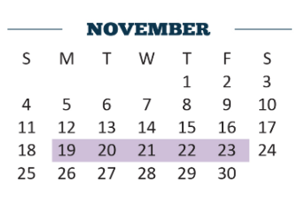District School Academic Calendar for Moises Vela Middle School for November 2018