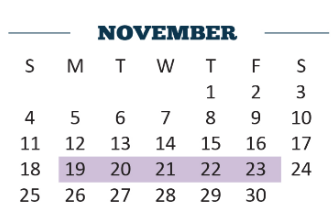 District School Academic Calendar for Jefferson Elementary for November 2018