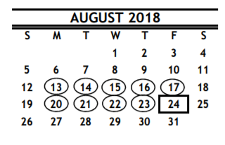 District School Academic Calendar for Mcdade Elementary for August 2018