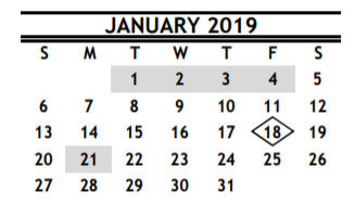 District School Academic Calendar for Harris R P Elementary for January 2019