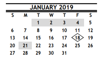 District School Academic Calendar for R D S P D for January 2019