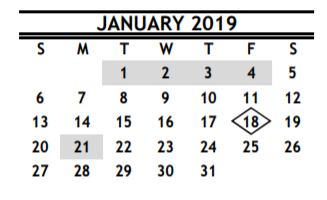 District School Academic Calendar for Worthing High School for January 2019