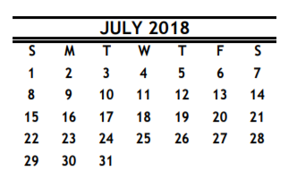 District School Academic Calendar for Leader's Academy for July 2018