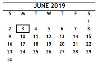 District School Academic Calendar for Smith Education Center for June 2019