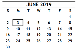 District School Academic Calendar for R D S P D for June 2019