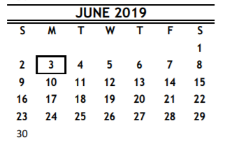 District School Academic Calendar for Blackshear Elementary for June 2019