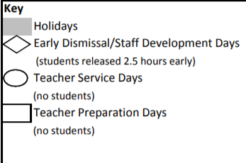 District School Academic Calendar Legend for R D S P D