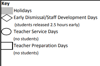 District School Academic Calendar Legend for Scarborough Elementary