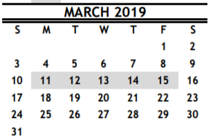 District School Academic Calendar for Northline Elementary for March 2019