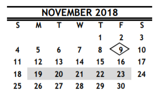 District School Academic Calendar for M C Williams Middle for November 2018