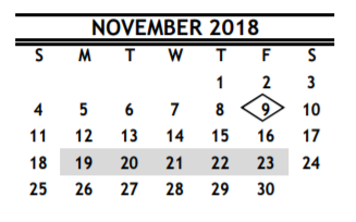 District School Academic Calendar for Southmayd Elementary for November 2018