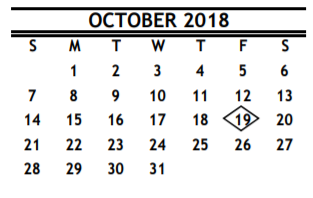 District School Academic Calendar for R D S P D for October 2018