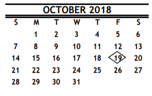 District School Academic Calendar for Patterson Elementary for October 2018