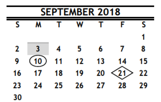 District School Academic Calendar for Whittier Elementary for September 2018