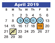 District School Academic Calendar for Bear Branch Elementary for April 2019