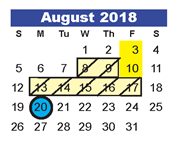 District School Academic Calendar for Summerwood Elementary for August 2018