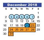 District School Academic Calendar for Timberwood Middle for December 2018