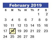 District School Academic Calendar for Kingwood Park High School for February 2019