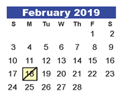 District School Academic Calendar for Greentree Elementary for February 2019