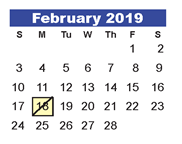 District School Academic Calendar for Jack M Fields Sr Elementary for February 2019