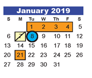 District School Academic Calendar for Early Learning Wing for January 2019