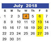 District School Academic Calendar for Greentree Elementary for July 2018