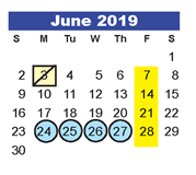 District School Academic Calendar for Greentree Elementary for June 2019