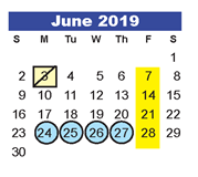 District School Academic Calendar for Willow Creek Elementary for June 2019