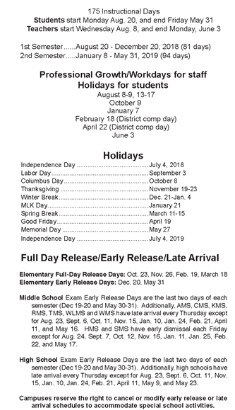 District School Academic Calendar Key for Greentree Elementary