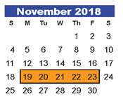 District School Academic Calendar for Humble Elementary for November 2018