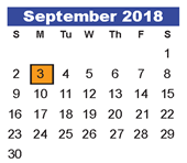 District School Academic Calendar for Early Learning Wing for September 2018