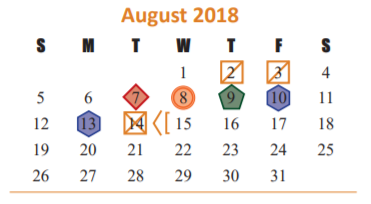 District School Academic Calendar for Project Tyke for August 2018