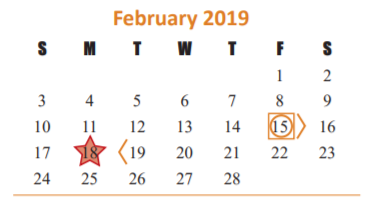 District School Academic Calendar for Opport Awareness Ctr for February 2019