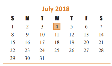 District School Academic Calendar for Cinco Ranch Junior High for July 2018